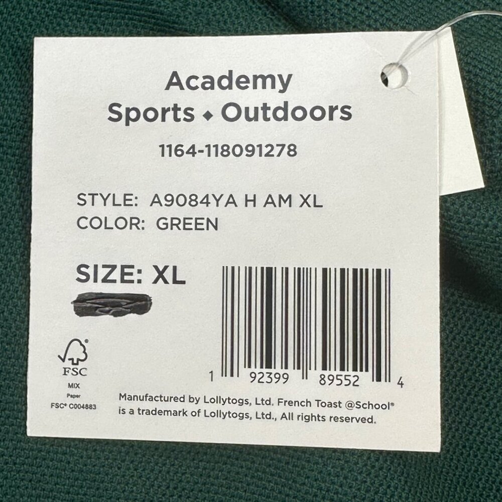 French Toast Men's Size XL Short Sleeve Sport Polo Academy Sports Outdoor Green - Picture 4 of 13